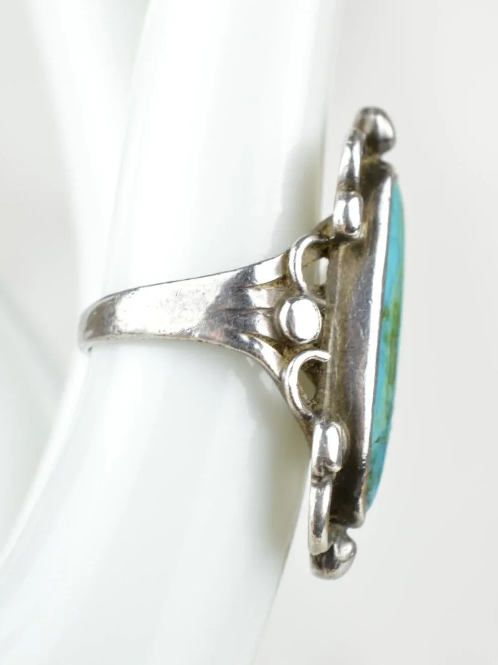 VTG Navajo Sterling Silver Turquoise Statement Ring Size 5.25 - Picture 5 of 11